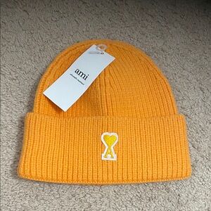 Ami Bright Orange Wool Beanie Hat